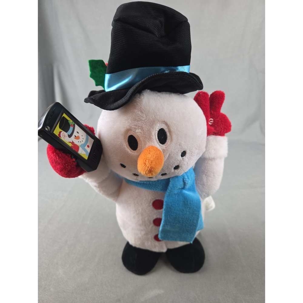 Gemmy Animated Selfie Dancing Snowman Sings Dances Toy RARE! 14" *VIDEO